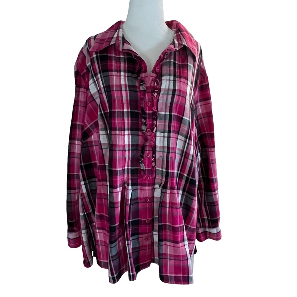 3 FOR $30 DEAL💥 Jones New York Pink Plaid Tunic Blouse Plus Size 3X